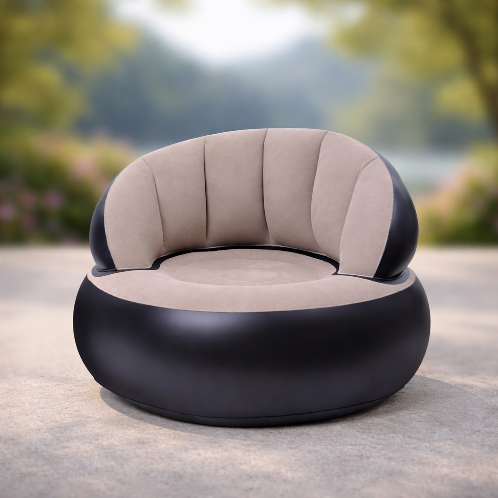 naduvnoe-kreslo-air-sofa-naduvnoe-veliurovoe-kreslo-808067sm14273-75117006566978_812ce48c89 Надувное кресло AIR SOFA / Надувное велюровое кресло 80×80×67см Бежевый - Зображення 1
