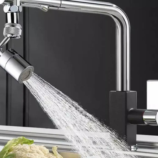 Насадка на кран Water для смесителя. Аэратор поворотная головка на 720 градусов с 2 режимами изогнутый вращающийся
