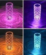 Настольная лампа Роза с пультом RGB Crystal Rose. Проекционный светильник-торшер ночник rose diamond table lamp кристалл — фото 6