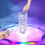 Настольная лампа Роза с пультом RGB Crystal Rose. Проекционный светильник-торшер ночник rose diamond table lamp кристалл — фото 3