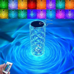 Настольная лампа Роза с пультом RGB Crystal Rose. Проекционный светильник-торшер ночник rose diamond table lamp кристалл — фото 4