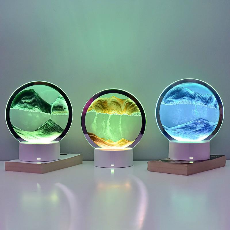 Настольная LED лампа ночник RGB Песочные часы 3D Sandscape. Картина Подвижный песок Настольная LED лампа ночник RGB Песочные часы 3D Sandscape. Картина Подвижный песок