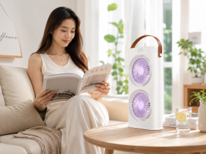 Настольный вентилятор Double-ended Spray Fan 1200 мАг / Аккумуляторный портативный вентилятор с пультом и LED-подсветкой — фото 2