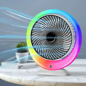 Настольный вентилятор с LED подсветкой, USB-зарядкой / Портативный вентилятор-увлажнитель воздуха 3 скорости, 1200 мАч — фото 2