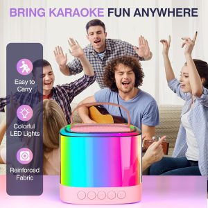 Портативная Bluetooth-колонка T7 с LED подсветкой / Караоке-колонка для детей и взрослых 2 микрофона — фото 2