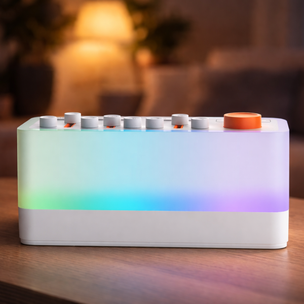 Портативный звуковой генератор 3в1 / Умная колонка с RGB-подсветкой / Ночник с таймером, на аккумуляторе, для сна, релаксации и медитации