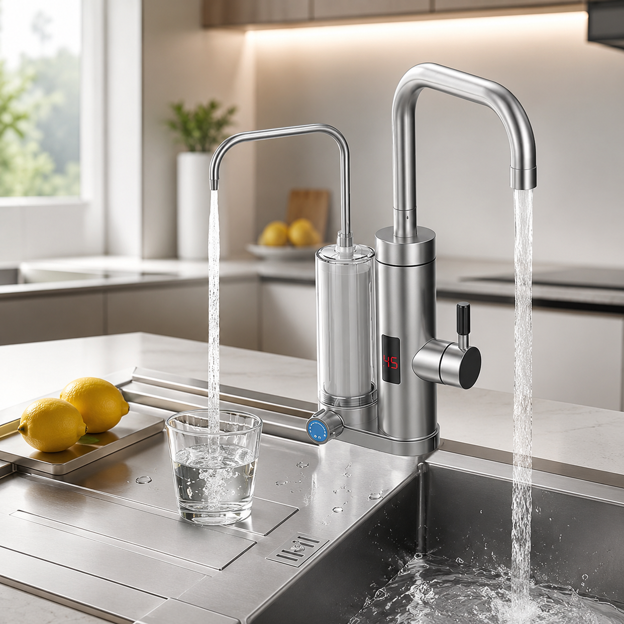 Проточный водонагреватель 2в1 Multifunctional heating cleaning faucet / Кран электрический проточный с LCD-дисплеем ZSW-D02 Проточный водонагреватель 2в1 Multifunctional heating cleaning faucet / Кран электрический проточный с LCD-дисплеем ZSW-D02