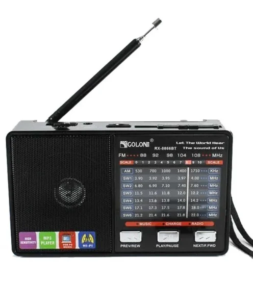 Радиоприемник аккумуляторный Golon RX 8866 с фонариком + BT / FM приемник Golon на батарейках USB MP3