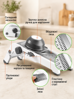 Регулируемая терка-шинковка для овощей / Овощерезка Smart Multifunctional Mandoline Slicer / Механический измельчитель универсальный кухонный — фото 4