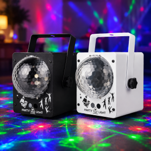 RGB проектор с музыкальной установкой, диско шаром и светомузыкой / Диско-проектор лазерный белый и черный / LED+Laser Bluetooth RGB 360° с пультом