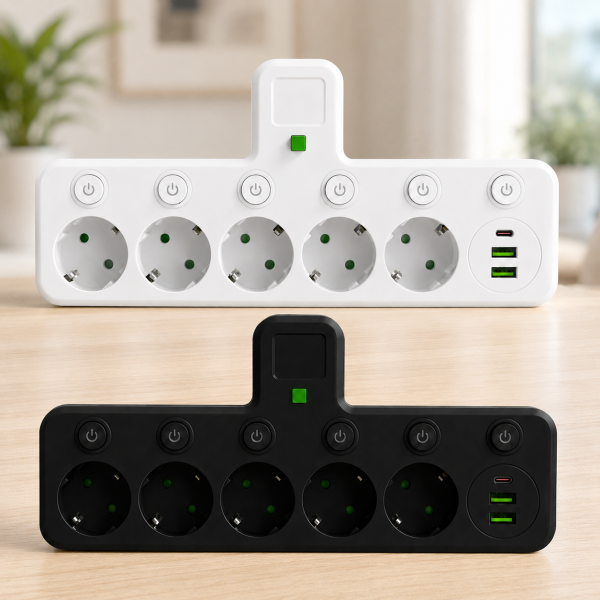 Сетевой фильтр 5 розеток + USB/адаптер на 5 розеток + USB с индивидуальными кнопками и LED-подсветкой