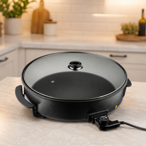 Сковорода для пиццы Pizza pan R.5405 RAF / Электросковорода для пиццы с антипригарным покрытием / Сковорода с крышкой и термостатом 1500W — фото 2
