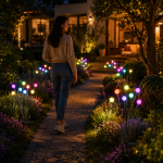 Солнечный фонарь для сада 70см 6 LED / Садовый светильник Светлячок разноцветный 2шт — фото 2