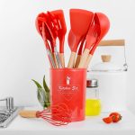 Силиконовый кухонный набор принадлежностей Kitchen Set 12 предметов (дерево+силикон) — фото 2