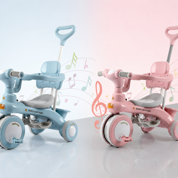 Трехколесный велосипед Baby Carriage 588 / Велосипед с родительской ручкой и корзиной / Велосипед-коляска