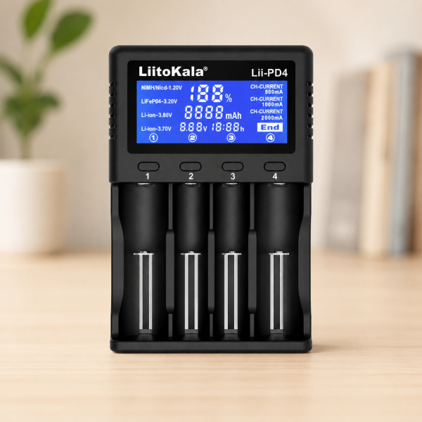 Универсальное зарядное устройство для LiitoKala Lii PD4 АА, ААА,18650, 26650, 21700 Li-Ion c LCD / Зарядное устройство с дисплеем
