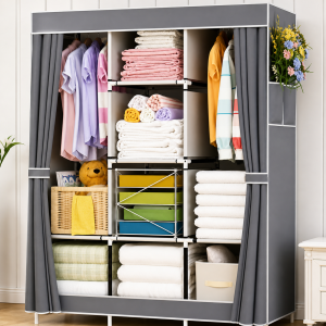 Универсальный тканевый шкаф для хранения вещей HCX WARDROBE NEW CL-128 / Складной органайзер для одежды 170х130х45см — фото 2