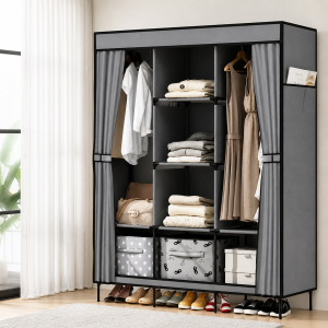 Универсальный тканевый шкаф для хранения вещей HCX WARDROBE NEW CL-128 / Складной органайзер для одежды 170х130х45см