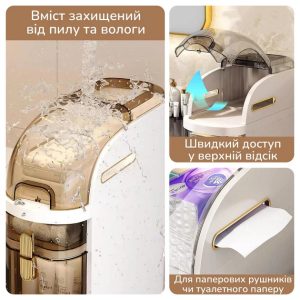 Узкий напольный шкаф для ванной комнаты 44х41х18см / Пластиковый пенал на колесах — фото 2