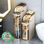 Узкий напольный шкаф для ванной комнаты 78х41х18см / Пластиковый пенал на колесах — фото 3