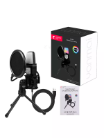 Игровой микрофон для ПК и приставки с RGB подстветкой / Микрофон конденсаторный с поп-фильтром на подставке для блоггеров — фото 8