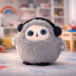 Игрушка с искусственным интеллектом Bobo / Интерактивная плюшевая игрушка BOBO с AI, голосом и LED глазами / Умная игрушка 22х25см Серый